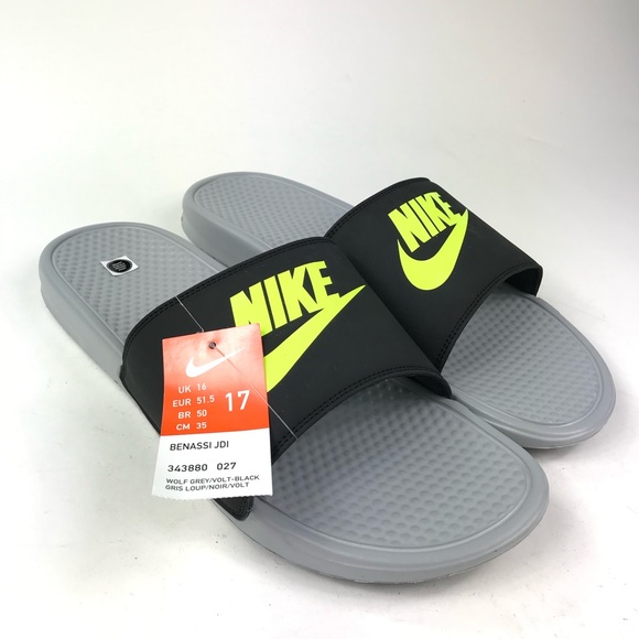 Nike Other - Men's Nike Benassi JDI Black Green Slides Size 17